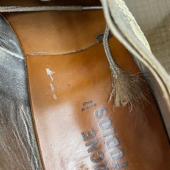 Acne Studios Askin Metal Silver Cap Toe Derby Oxford Shoes Men's 43 US 10 - Picture 11 of 13